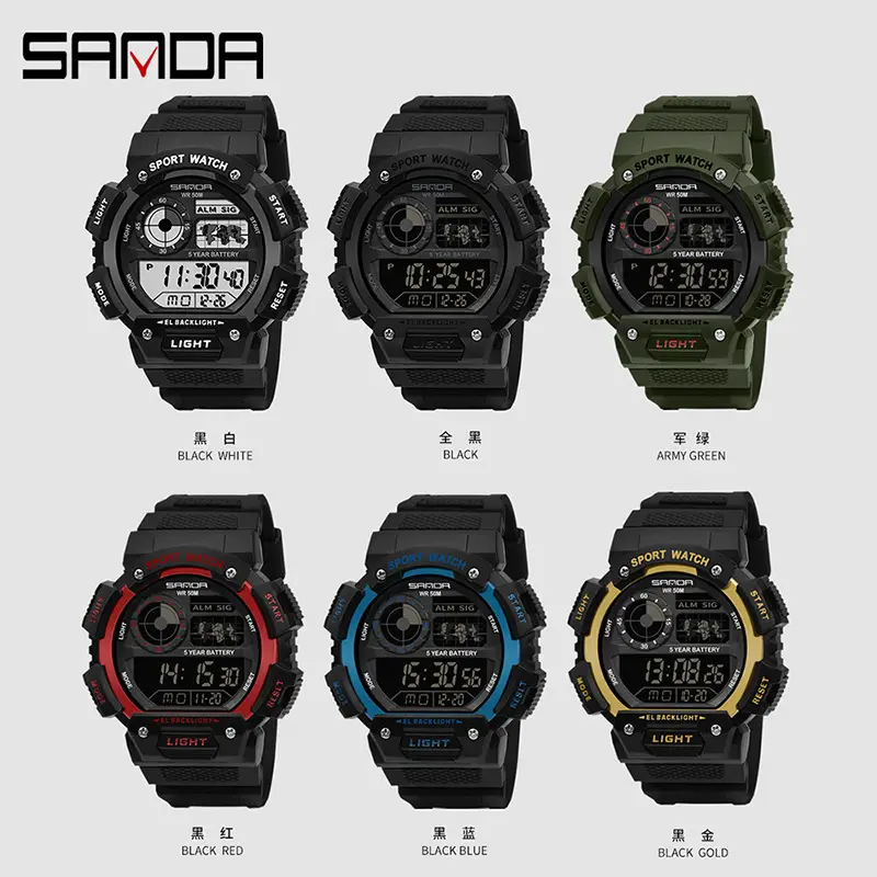 Sanda Sport Watch Black Gold Digital Display Waterproof - Image 10