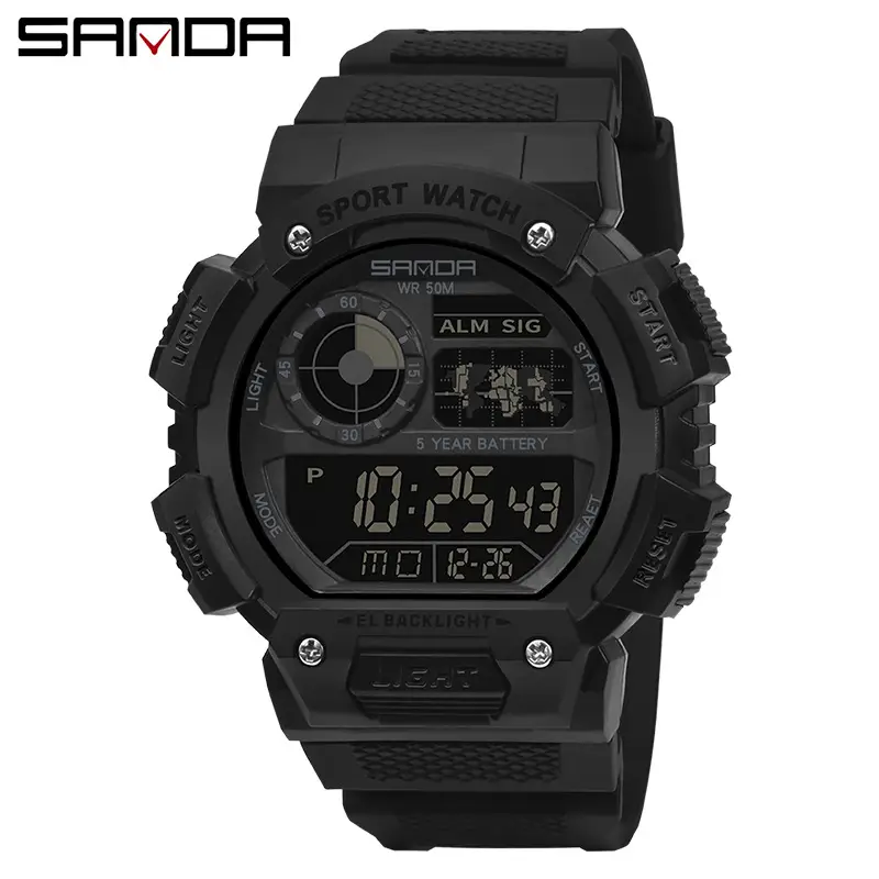 Sanda Sport Watch Black Gold Digital Display Waterproof - Image 3