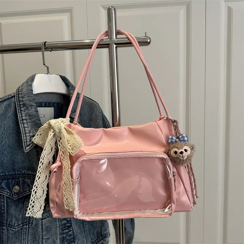 Pink Korean Style Shoulder Tote Bag for Girls 2025 - Image 2