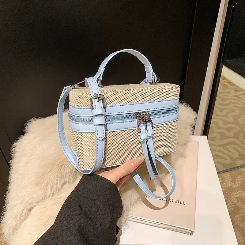 2025 New Retro Contrast Color Stitching Portable Box Bag