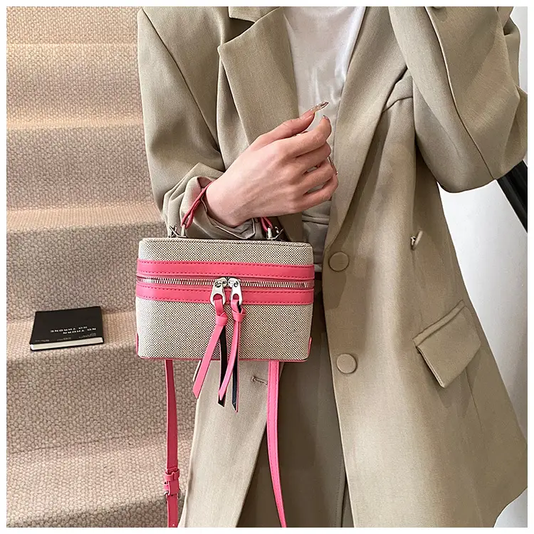 2025 New Retro Contrast Color Stitching Portable Box Bag — feature 17