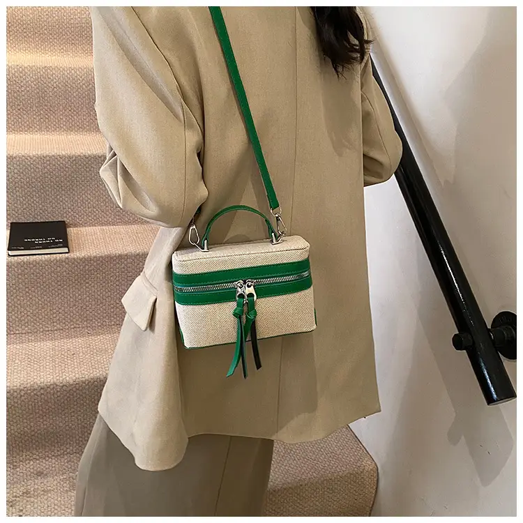 2025 New Retro Contrast Color Stitching Portable Box Bag — feature 20
