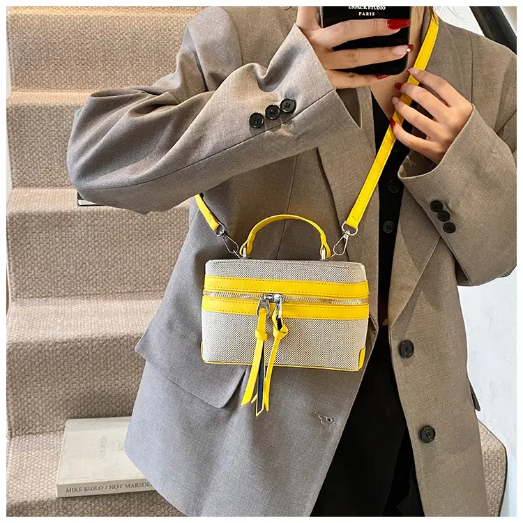 2025 New Retro Contrast Color Stitching Portable Box Bag — feature 28