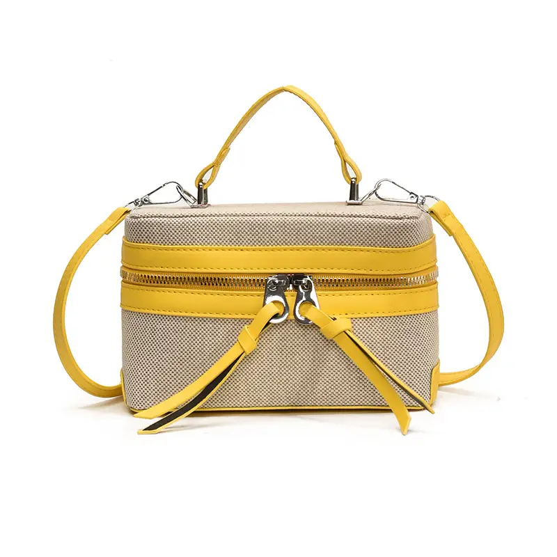 2025 New Retro Contrast Color Stitching Portable Box Bag