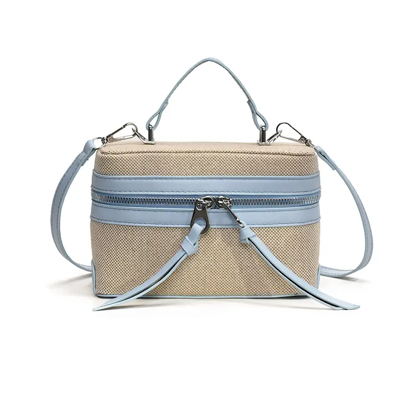 2025 New Retro Contrast Color Stitching Portable Box Bag