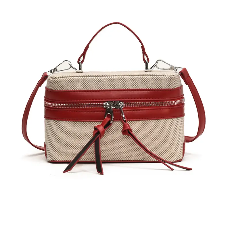 2025 New Retro Contrast Color Stitching Portable Box Bag