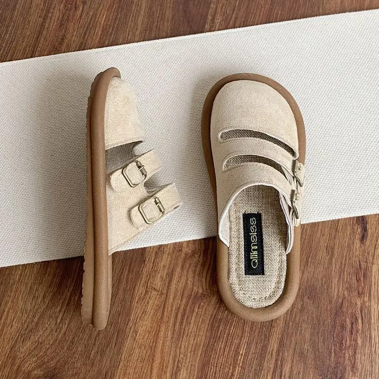 Birkenth Shoes Summer Slip-on Half Slippers Women's Breathable Linen Lazy Shoes Soft-soled Cotton and Linen Muller Shoes for Outer Wear - Image 4