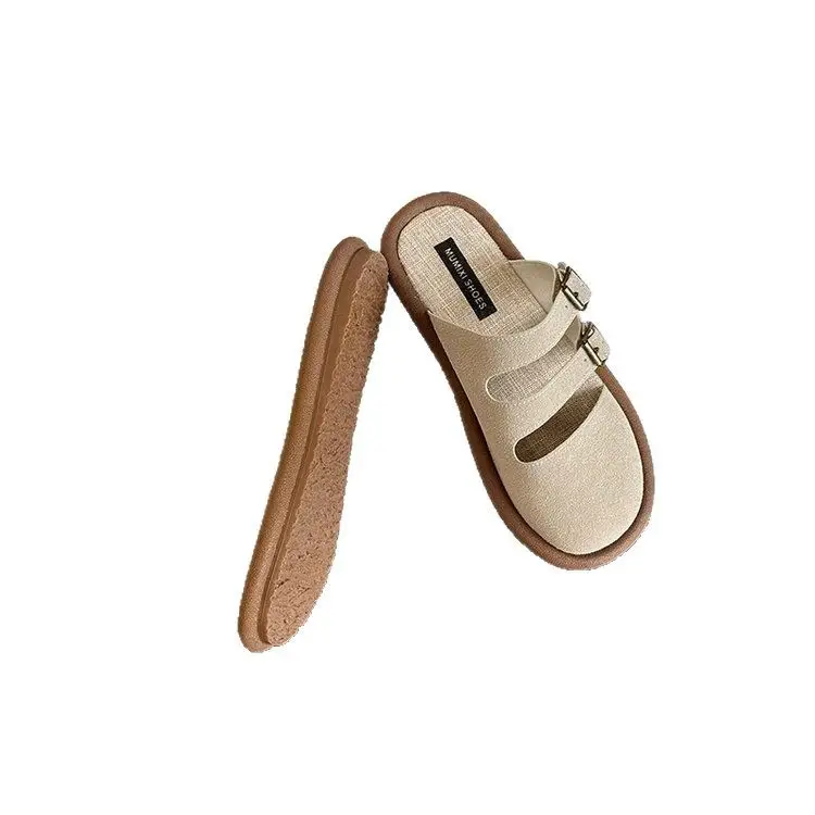 Birkenth Shoes Summer Slip-on Half Slippers Women's Breathable Linen Lazy Shoes Soft-soled Cotton and Linen Muller Shoes for Outer Wear - Image 5