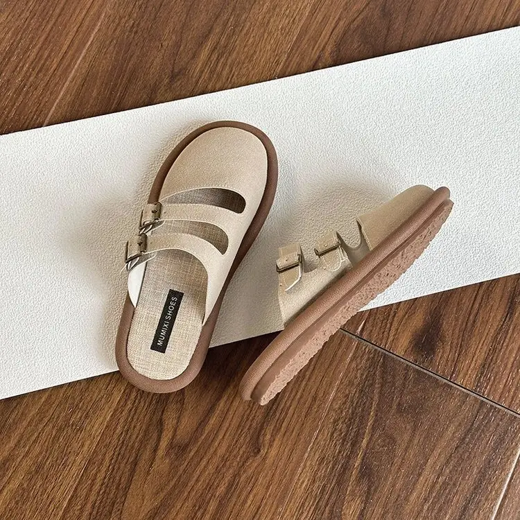 Birkenth Shoes Summer Slip-on Half Slippers Women's Breathable Linen Lazy Shoes Soft-soled Cotton and Linen Muller Shoes for Outer Wear — feature 2