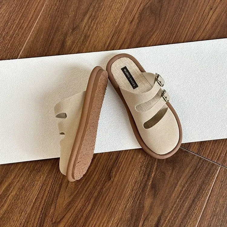 Birkenth Shoes Summer Slip-on Half Slippers Women's Breathable Linen Lazy Shoes Soft-soled Cotton and Linen Muller Shoes for Outer Wear — feature 3