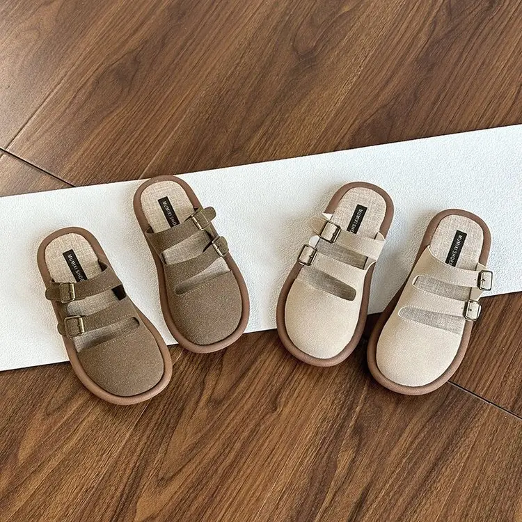 Birkenth Shoes Summer Slip-on Half Slippers Women's Breathable Linen Lazy Shoes Soft-soled Cotton and Linen Muller Shoes for Outer Wear — feature 4