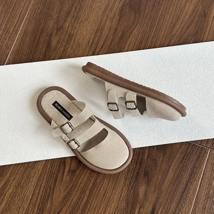 Birkenth Shoes Summer Slip-on Half Slippers Women's Breathable Linen Lazy Shoes Soft-soled Cotton and Linen Muller Shoes for Outer Wear — feature 5
