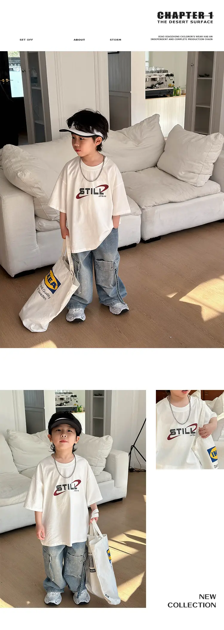 Boys Korean Short Sleeve T-Shirt Set Red Medium — feature 19