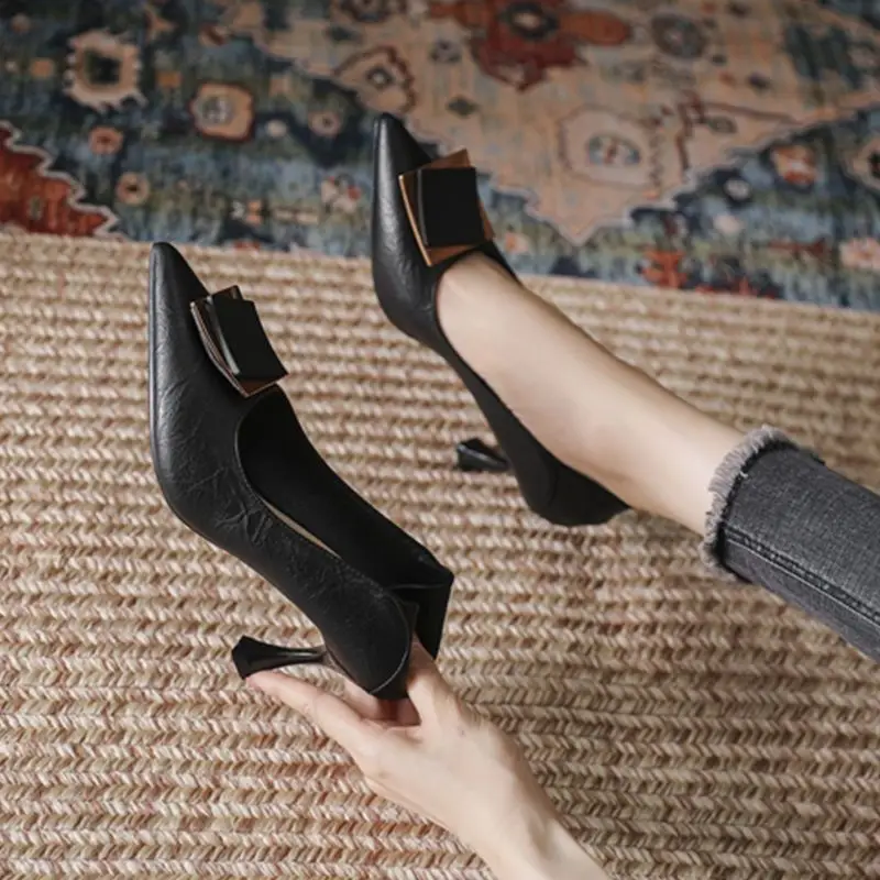 French-Style Stiletto High Heels for Women 2026 Spring and Autumn New Fashion Square Buckle Pointed Toe Shallow Mouth Elegant Commuting Shoes for Women - Image 6