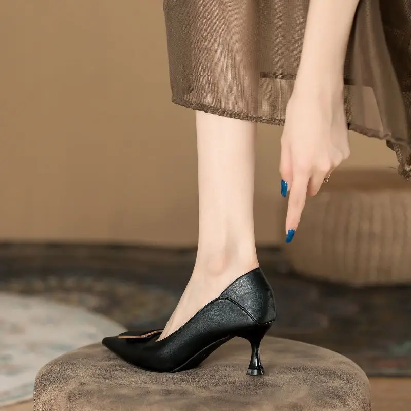 French-Style Stiletto High Heels for Women 2026 Spring and Autumn New Fashion Square Buckle Pointed Toe Shallow Mouth Elegant Commuting Shoes for Women - Image 8