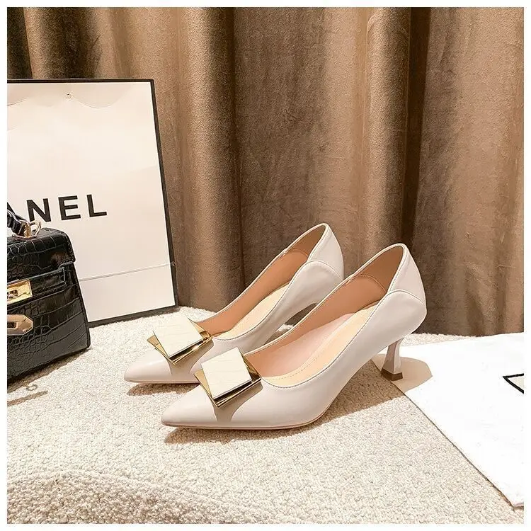 French-Style Stiletto High Heels for Women 2026 Spring and Autumn New Fashion Square Buckle Pointed Toe Shallow Mouth Elegant Commuting Shoes for Women — feature 6