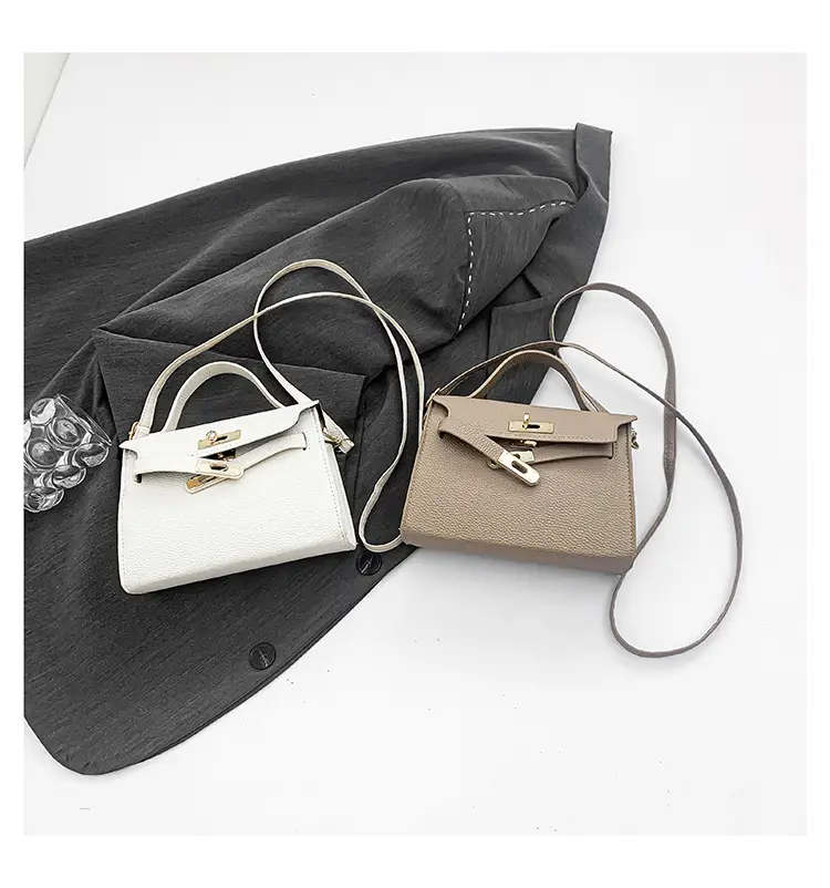 Women's Brown Square Shoulder Bag with Metal Clasp — feature 26