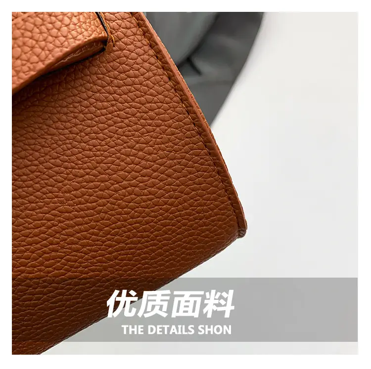 Women's Brown Square Shoulder Bag with Metal Clasp — feature 5