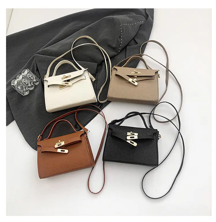 Women's Brown Square Shoulder Bag with Metal Clasp — feature 8