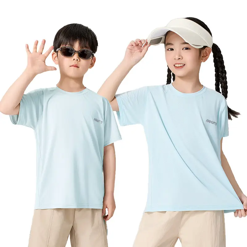 Boys Girls Light Blue T-Shirt Medium Large Summer Casual - Image 3