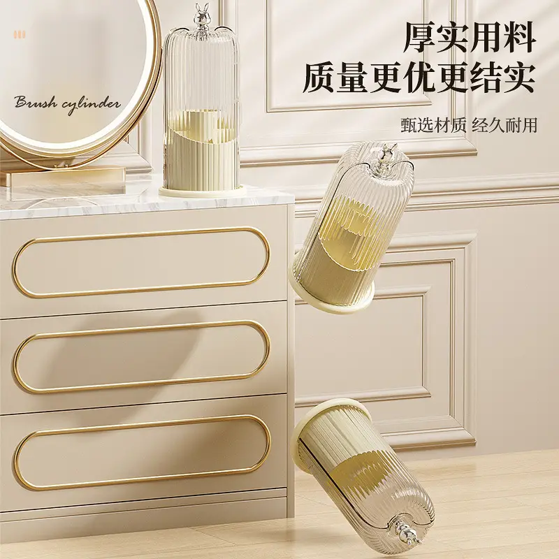 Rotating Makeup Brush Storage Box with Rabbit Top