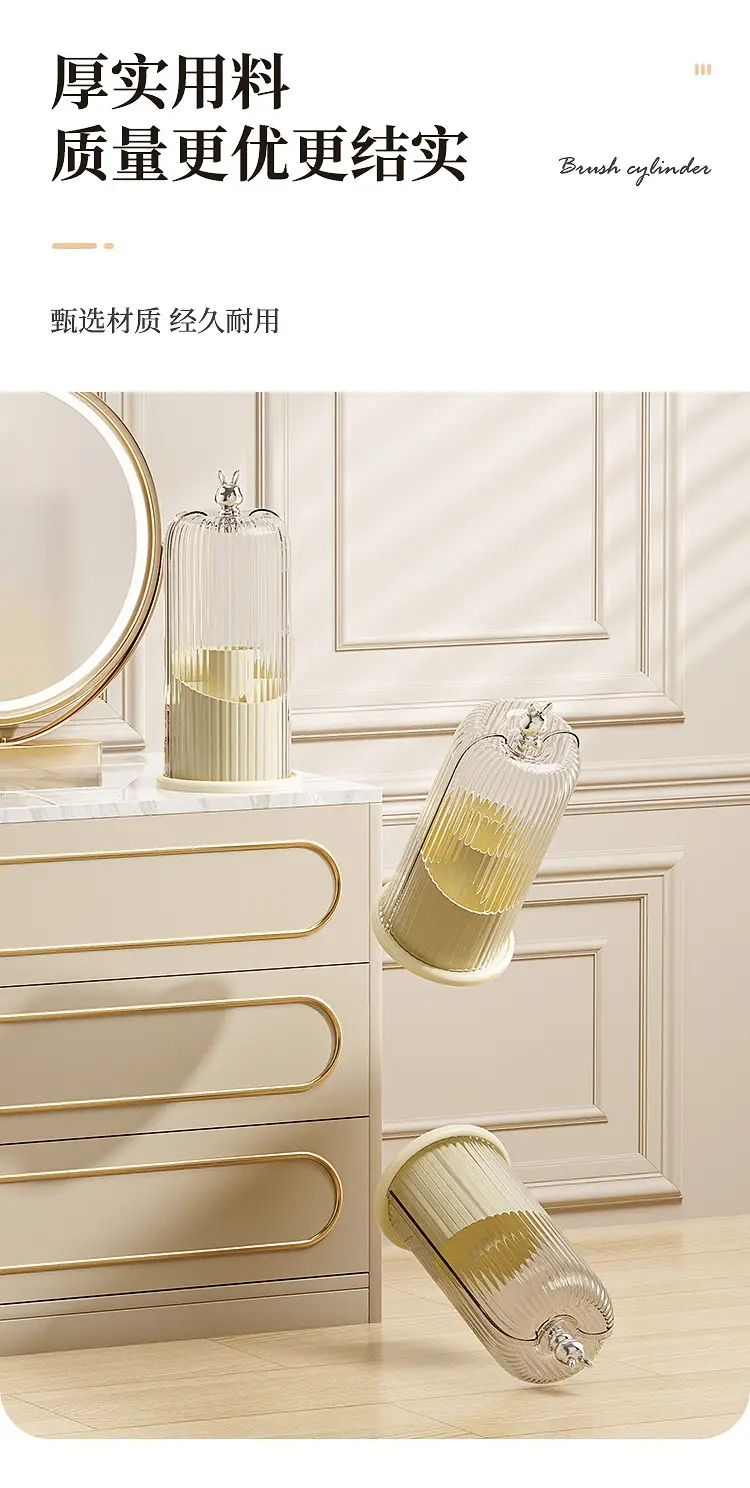 Rotating Makeup Brush Storage Box with Rabbit Top — feature 10