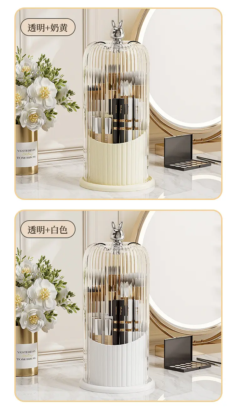 Rotating Makeup Brush Storage Box with Rabbit Top — feature 13