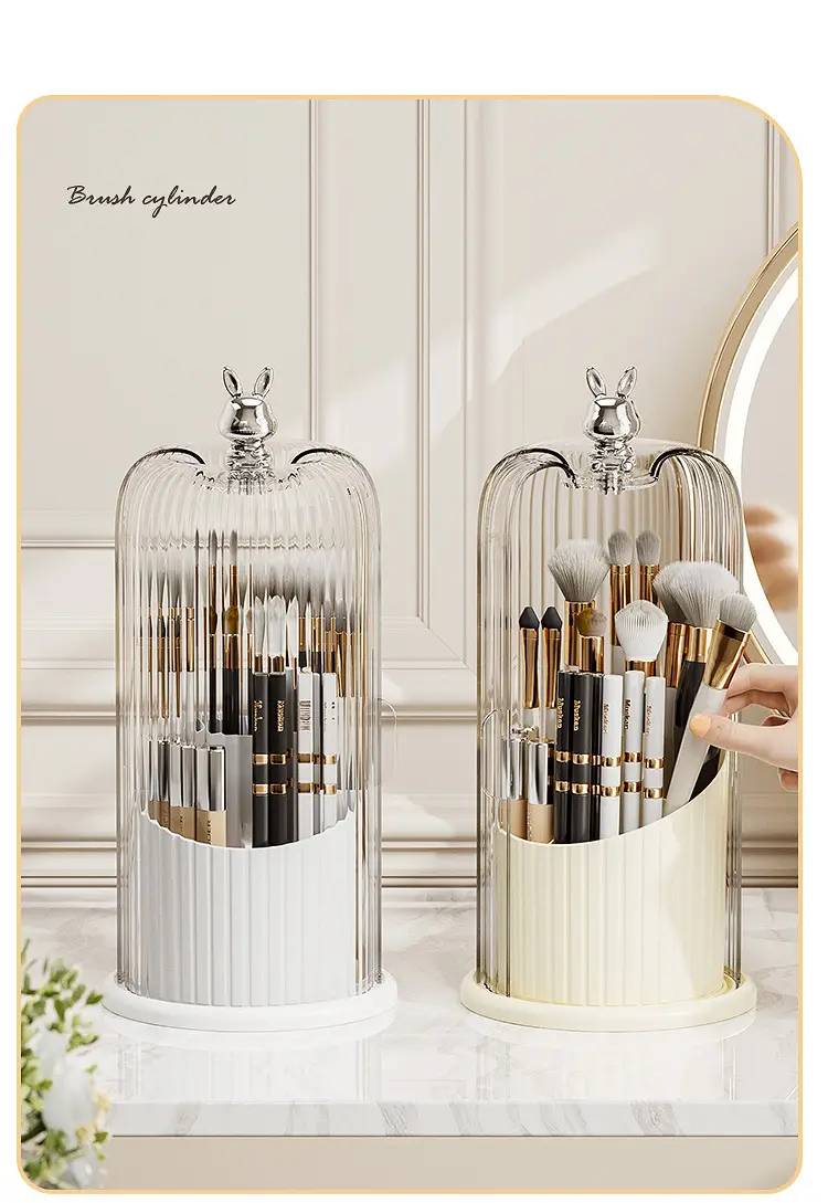 Rotating Makeup Brush Storage Box with Rabbit Top — feature 14