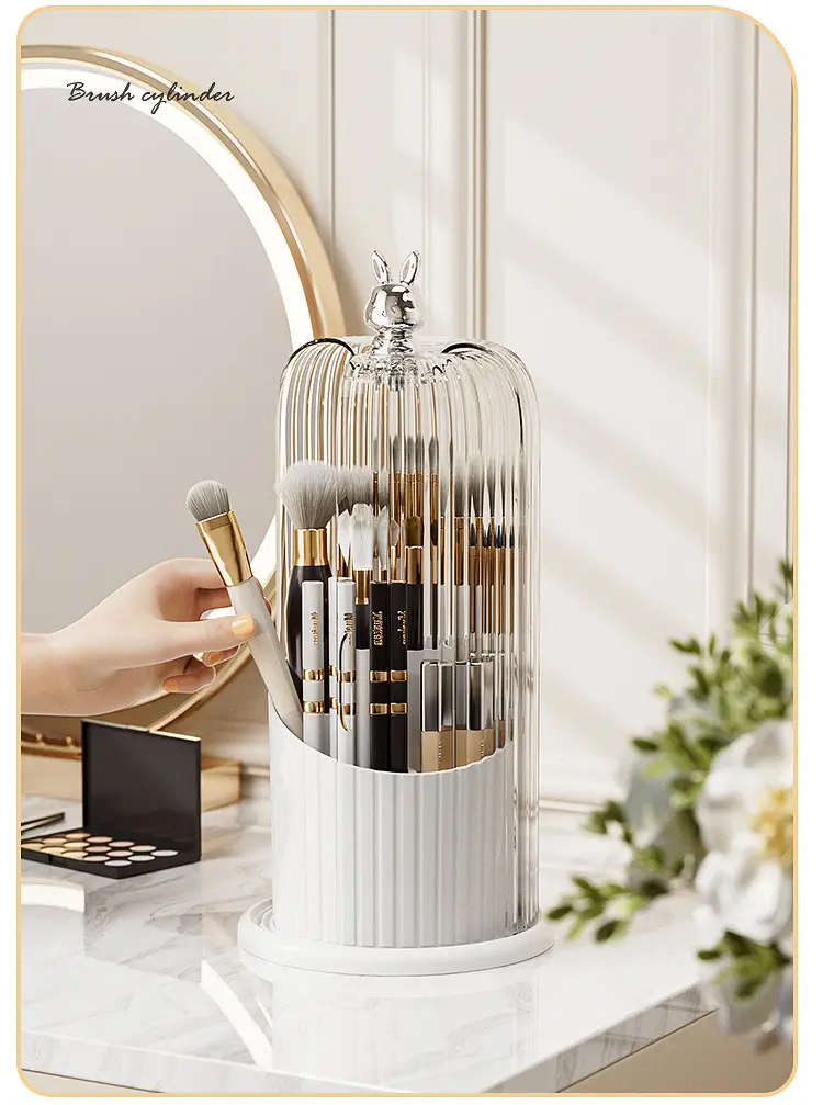 Rotating Makeup Brush Storage Box with Rabbit Top — feature 15