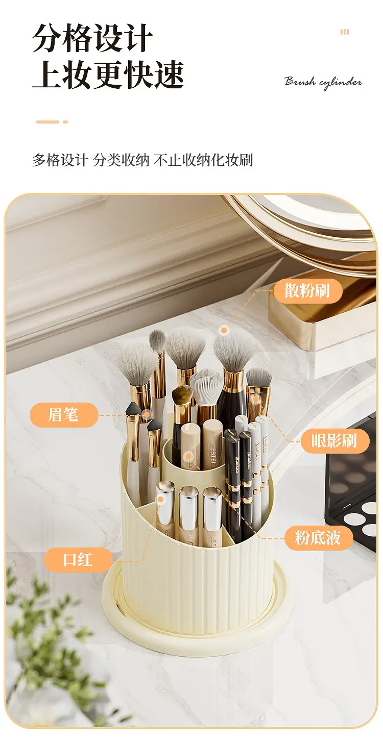 Rotating Makeup Brush Storage Box with Rabbit Top — feature 4