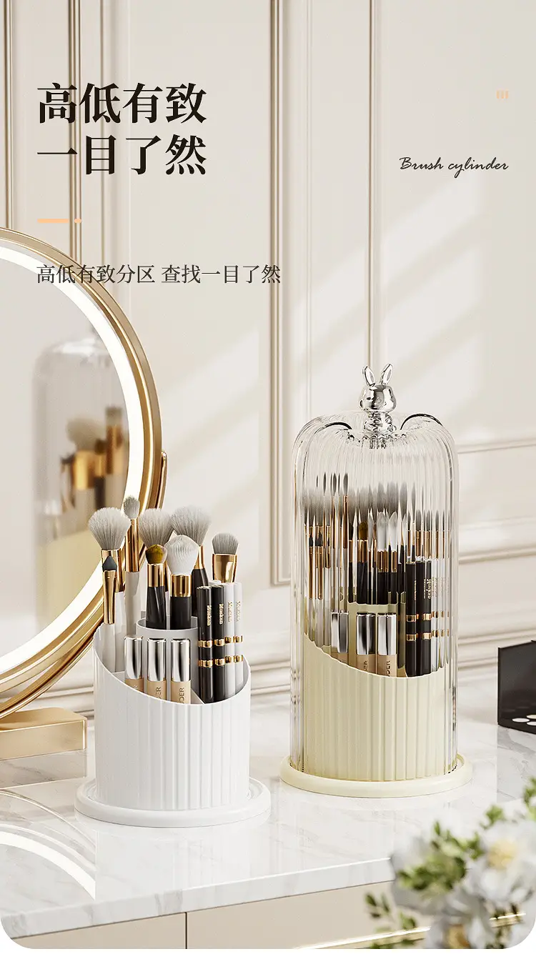 Rotating Makeup Brush Storage Box with Rabbit Top — feature 9