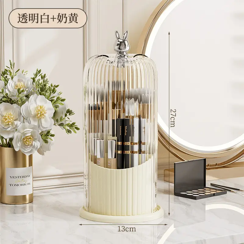 Rotating Makeup Brush Storage Box with Rabbit Top