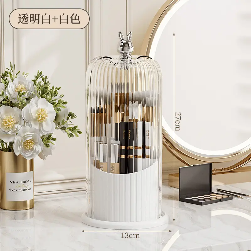 Rotating Makeup Brush Storage Box with Rabbit Top