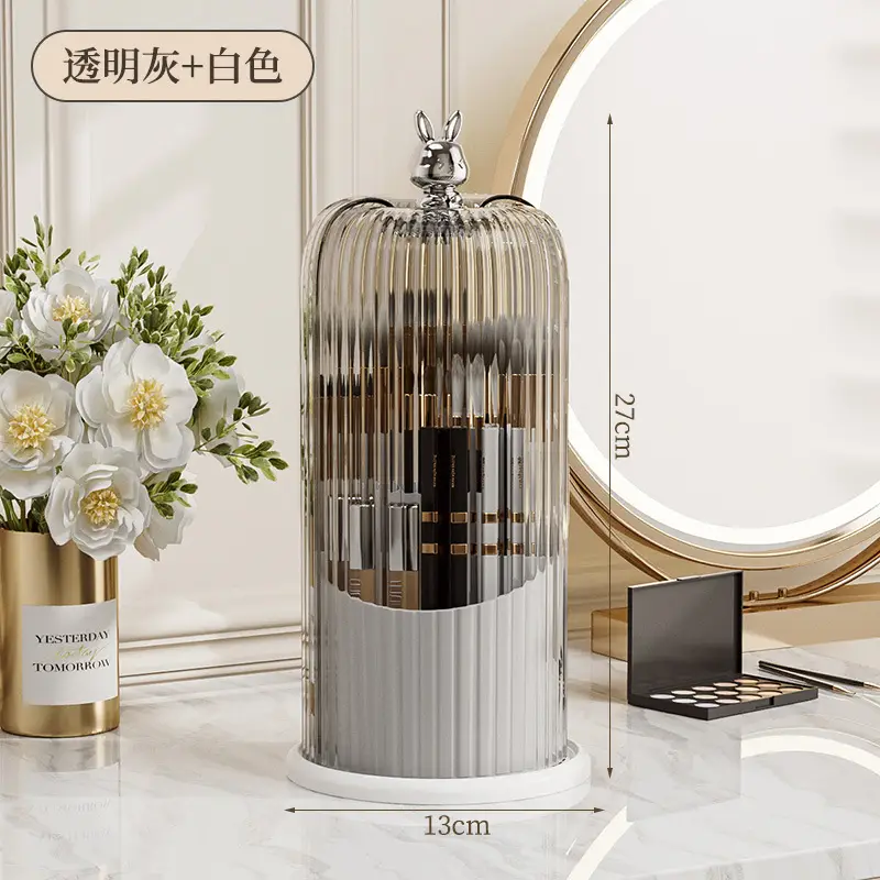 Rotating Makeup Brush Storage Box with Rabbit Top