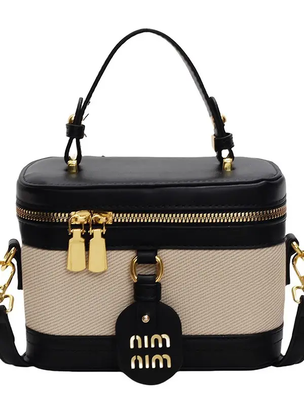 Black Crossbody Bag with Gold Latches for Women - Image 11