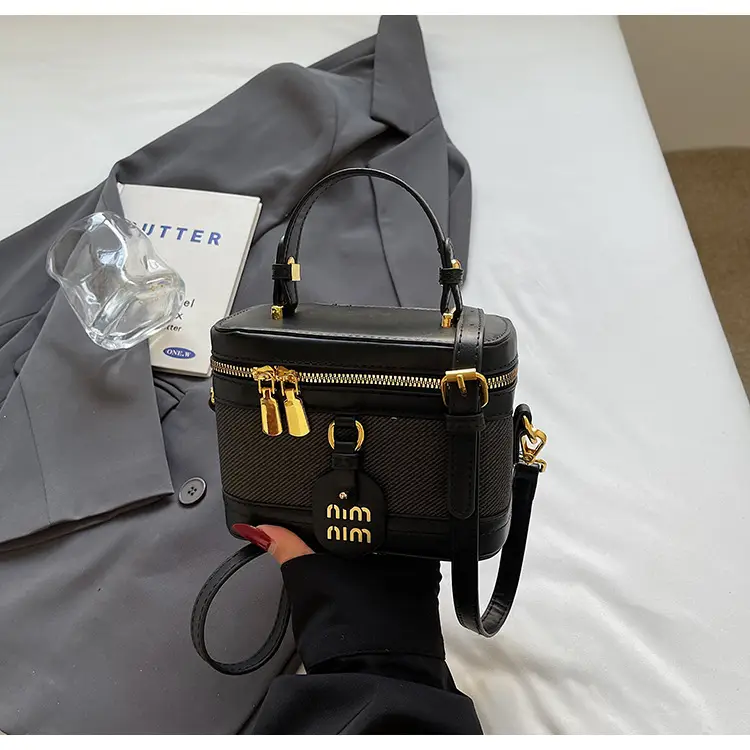 Black Crossbody Bag with Gold Latches for Women — feature 10