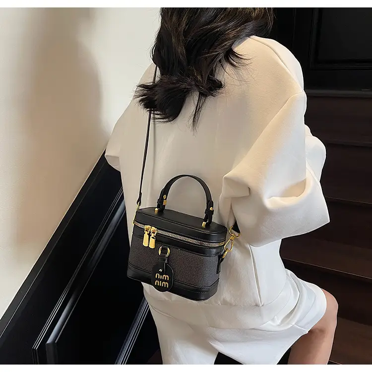Black Crossbody Bag with Gold Latches for Women — feature 43