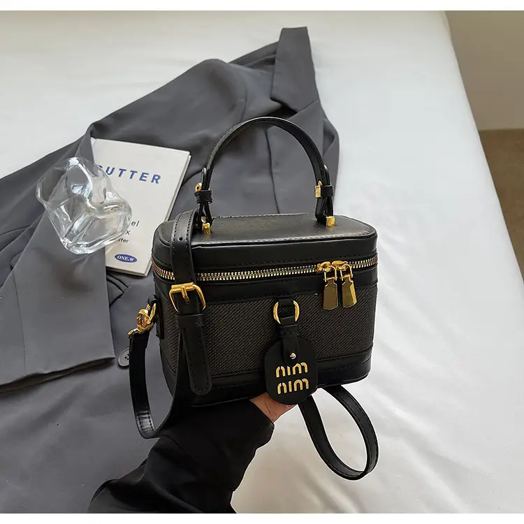Black Crossbody Bag with Gold Latches for Women — feature 9