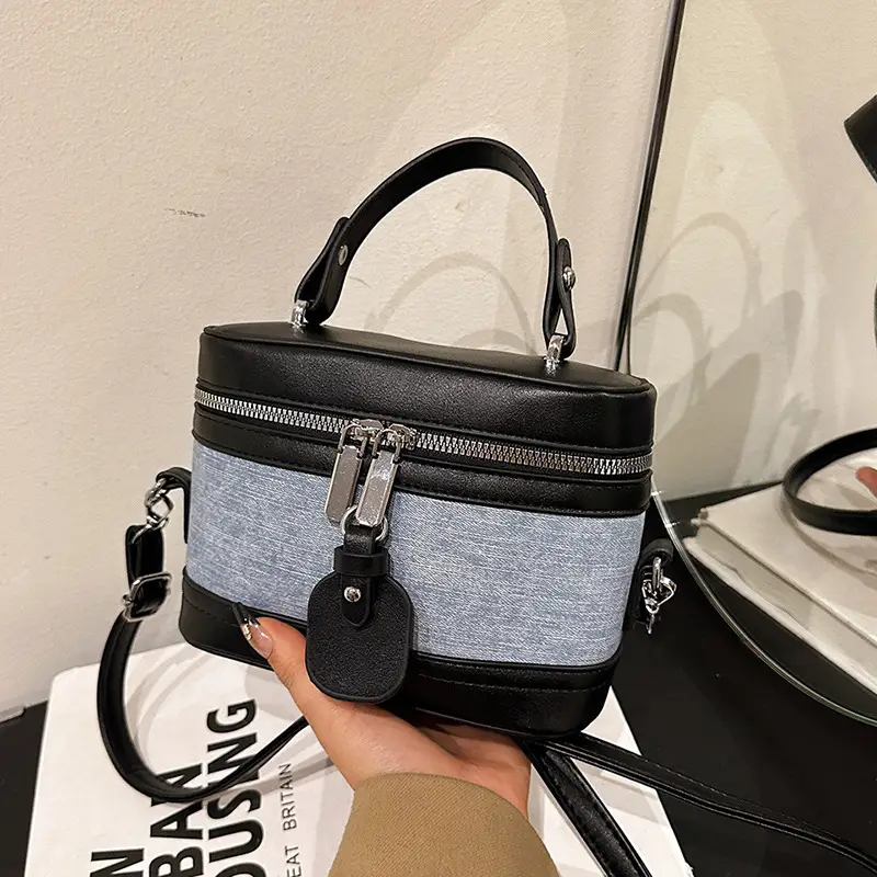 Vintage Crossbody Bag Set 6 Pcs Contrast Color Leather Goods - Image 8