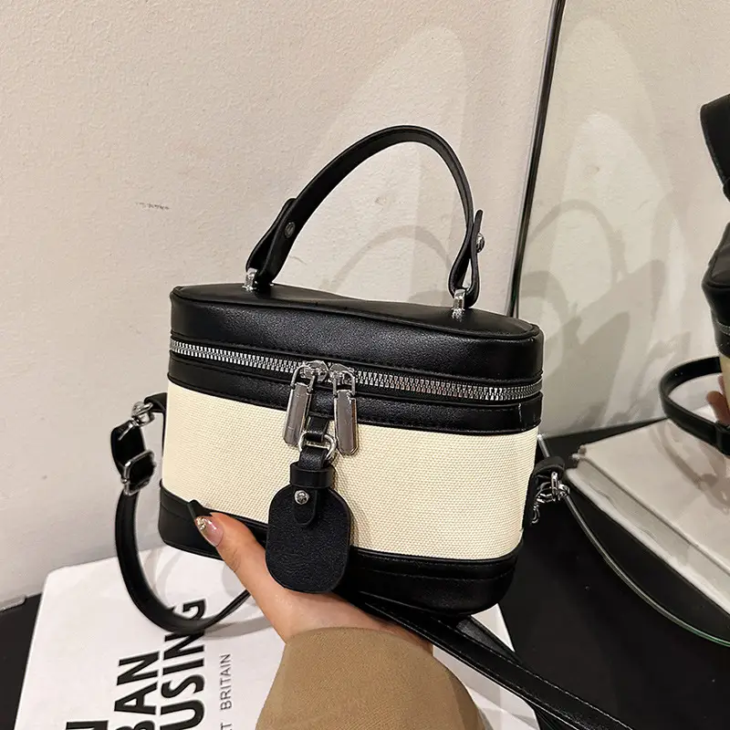 Vintage Crossbody Bag Set 6 Pcs Contrast Color Leather Goods - Image 9