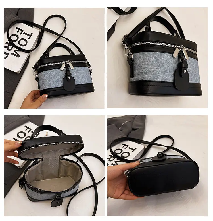 Vintage Crossbody Bag Set 6 Pcs Contrast Color Leather Goods — feature 12
