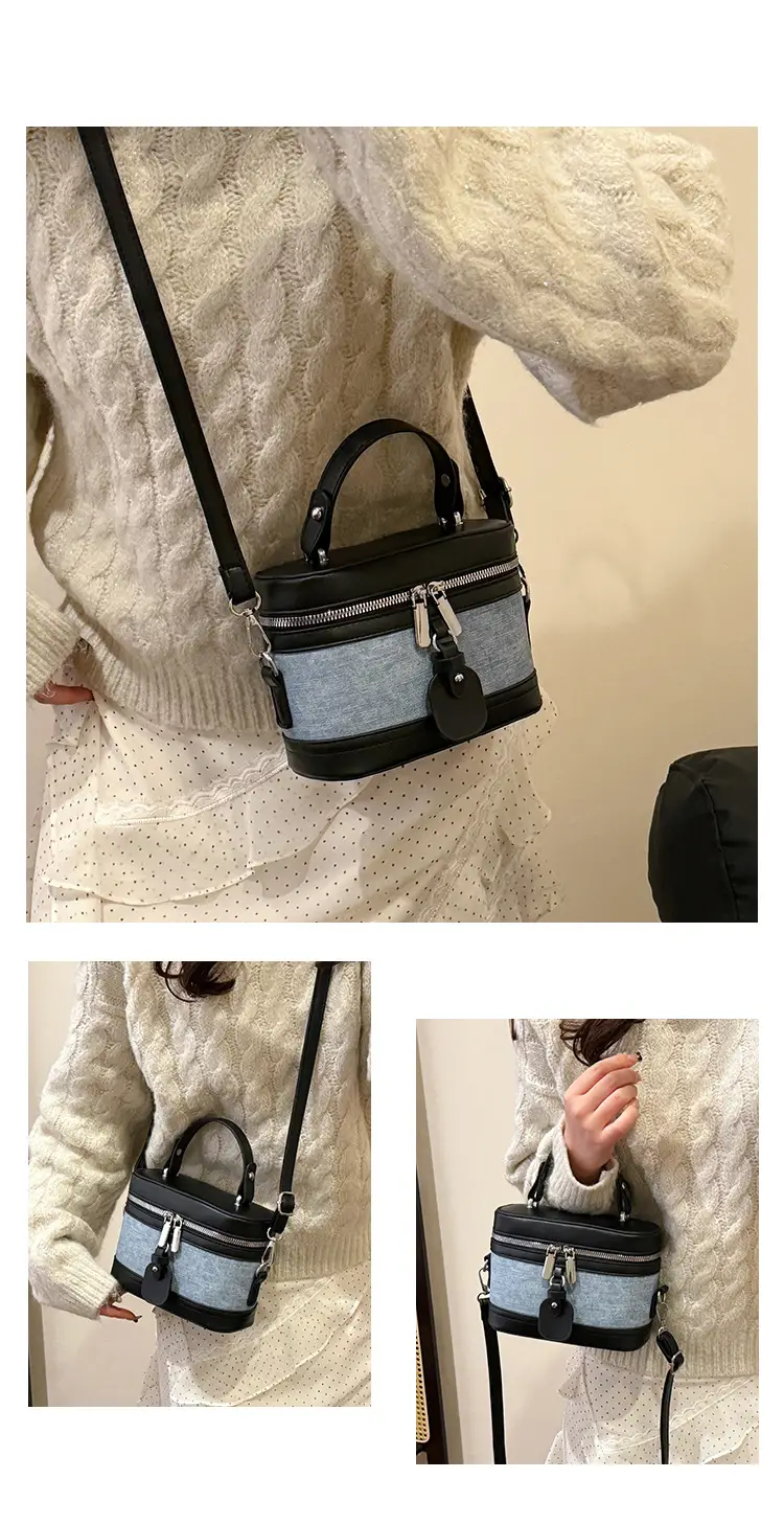 Vintage Crossbody Bag Set 6 Pcs Contrast Color Leather Goods — feature 15