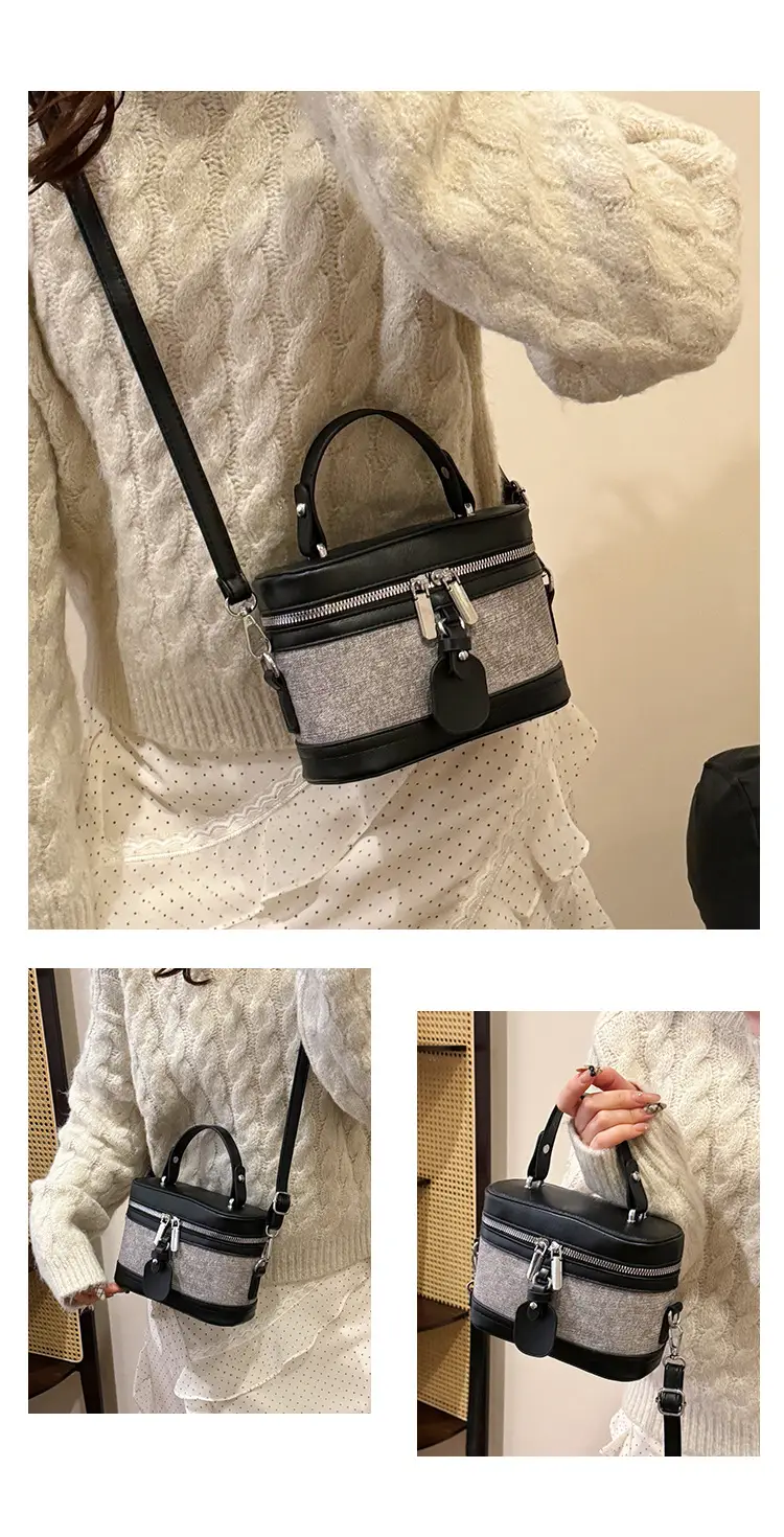 Vintage Crossbody Bag Set 6 Pcs Contrast Color Leather Goods — feature 16
