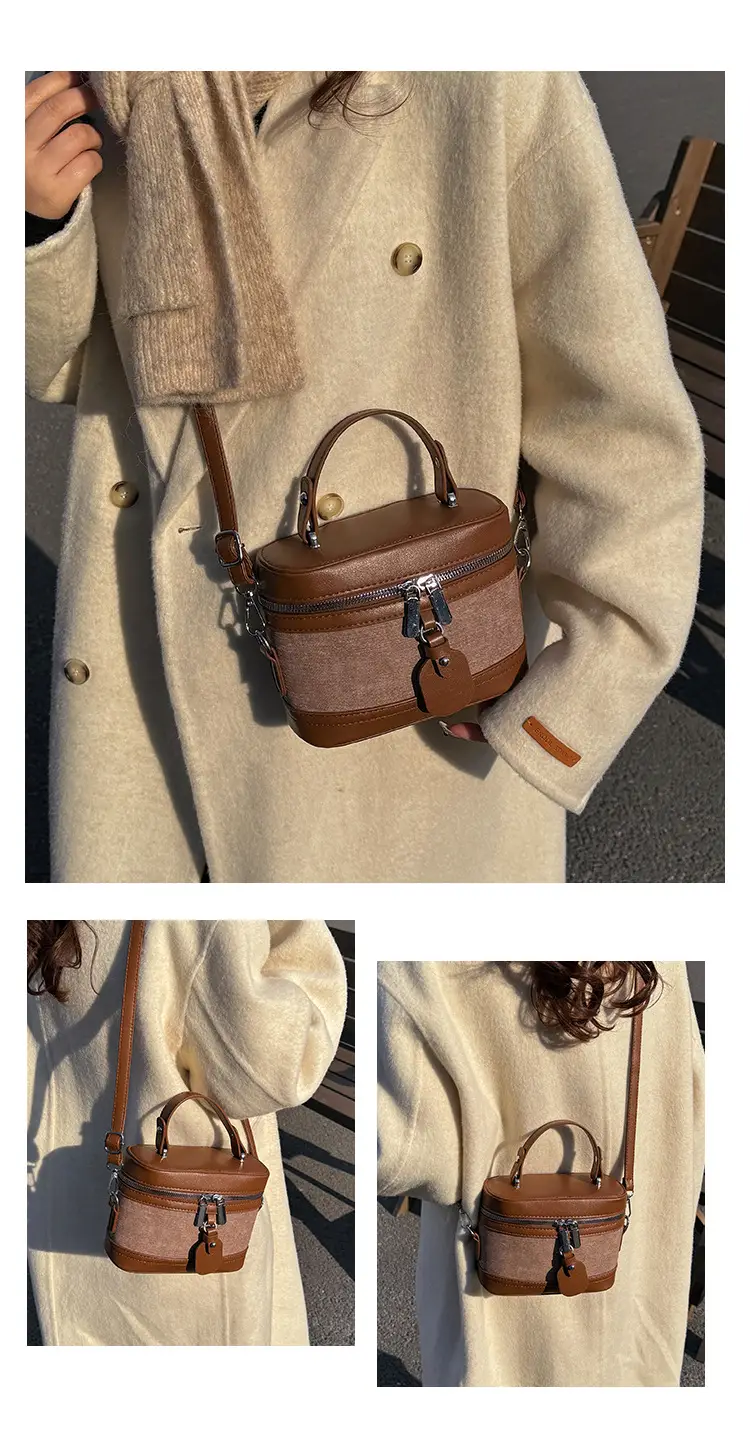 Vintage Crossbody Bag Set 6 Pcs Contrast Color Leather Goods — feature 17