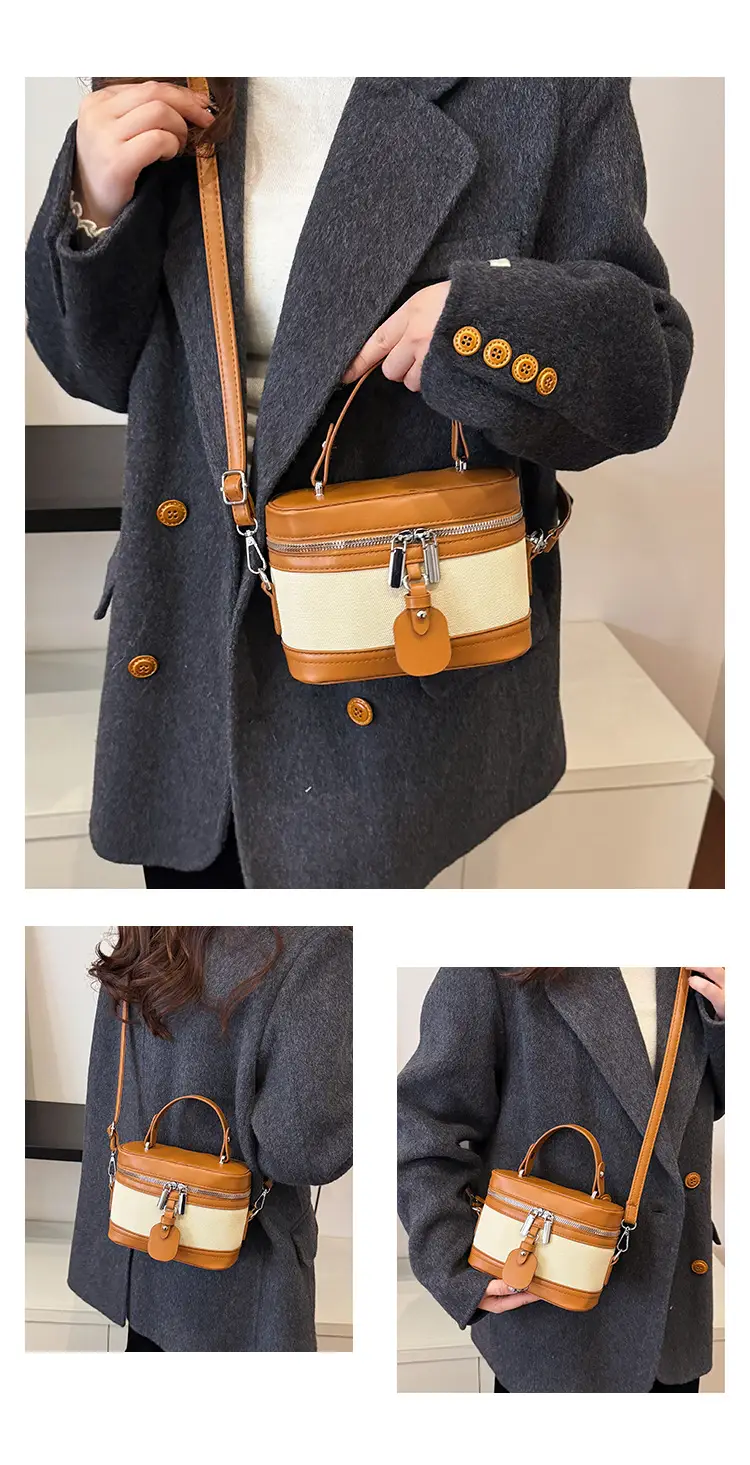 Vintage Crossbody Bag Set 6 Pcs Contrast Color Leather Goods — feature 19