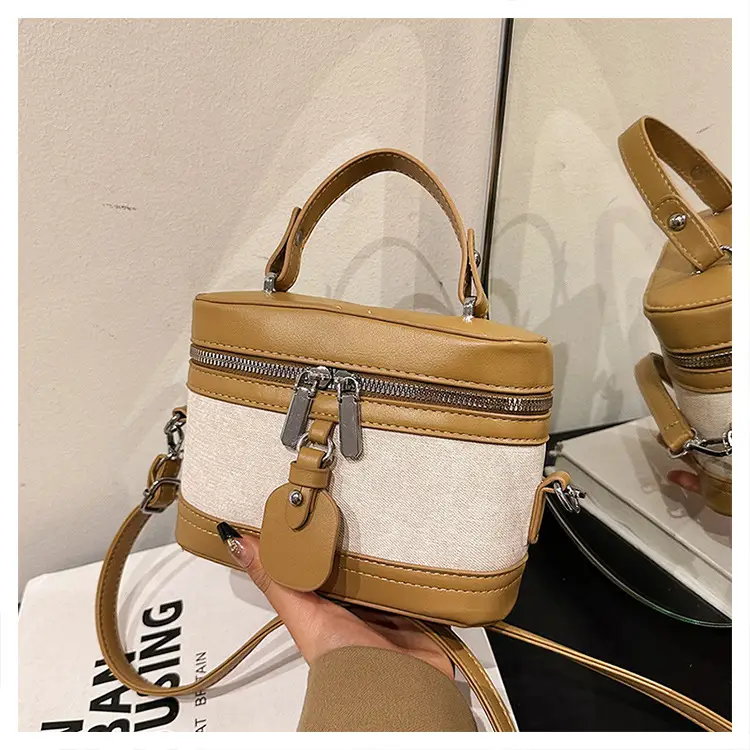 Vintage Crossbody Bag Set 6 Pcs Contrast Color Leather Goods - Image 2