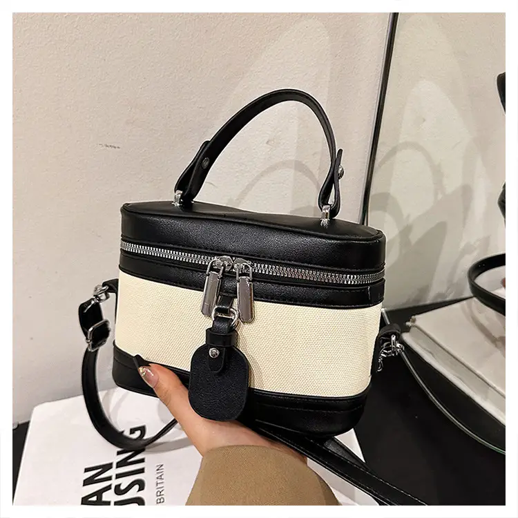 Vintage Crossbody Bag Set 6 Pcs Contrast Color Leather Goods - Image 5