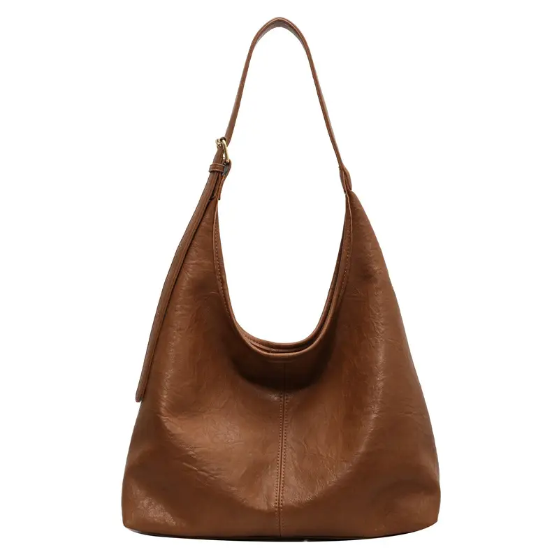 Vintage Brown Leather Shoulder Tote Bag for Women - Image 9