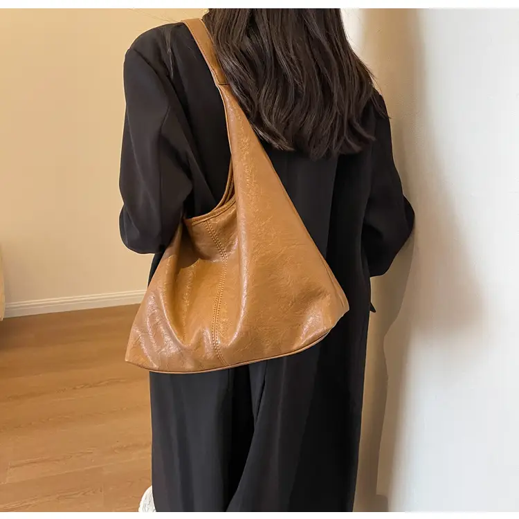 Vintage Brown Leather Shoulder Tote Bag for Women — feature 28