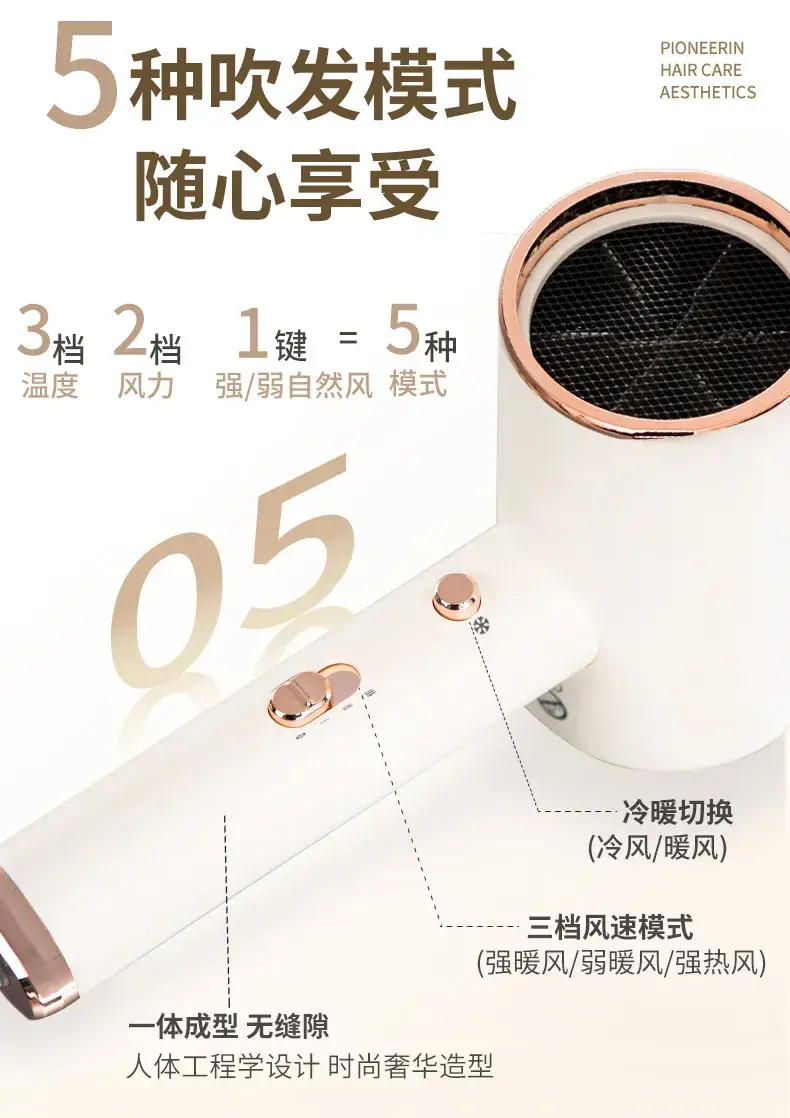 Household Negative Ion Hair Dryer with Cold/Warm Switch — feature 19